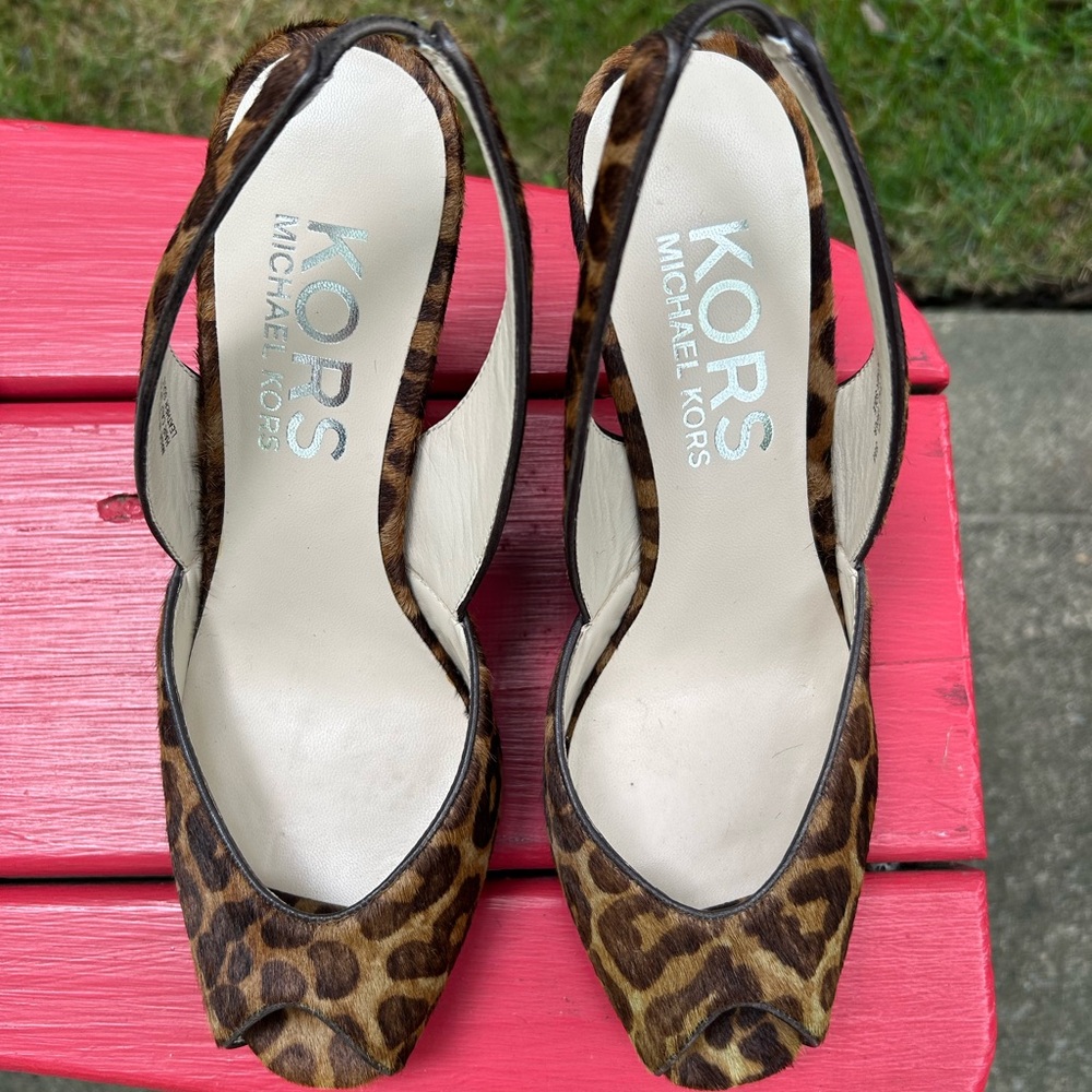 Michael Kors Women’s Brown Leopard Print Heels Size 8